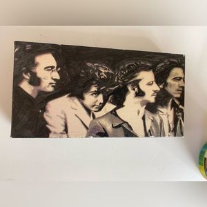 Hand painted The Beatles On Canvas by Hood 2005 9 x4.5”